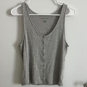 American Eagle Outfitters Gray Ribbed Tank Top